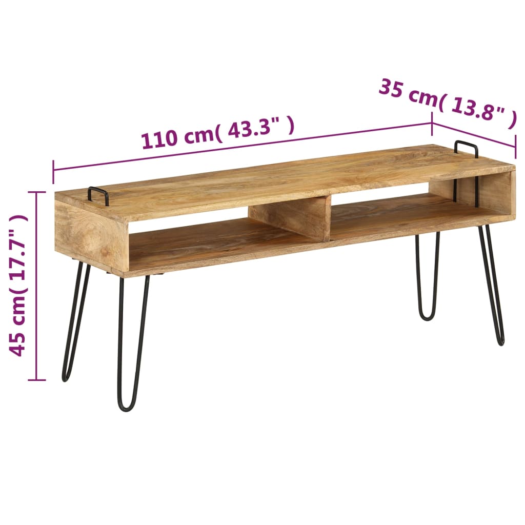 Mobile Porta TV in Legno Massello di Mango 110x35x45 cm - homemem39