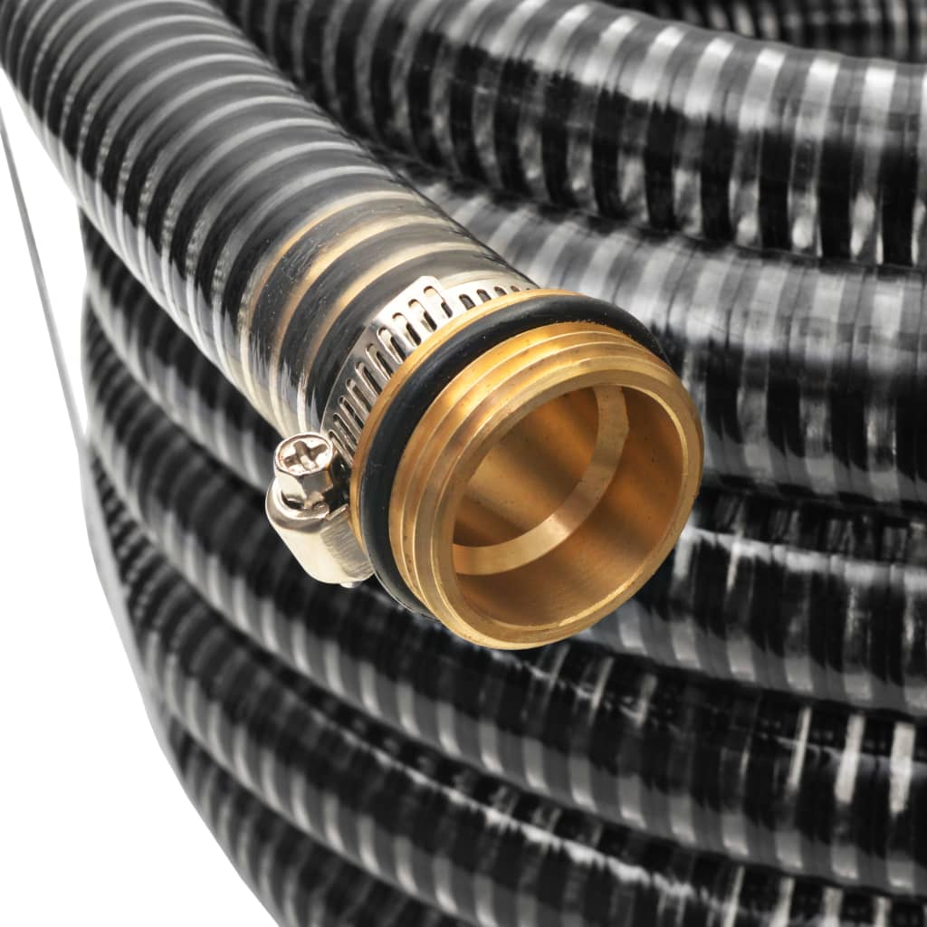 Tubo di Aspirazione con Connettori in Ottone 3 m 25 mm Nero | homemem39