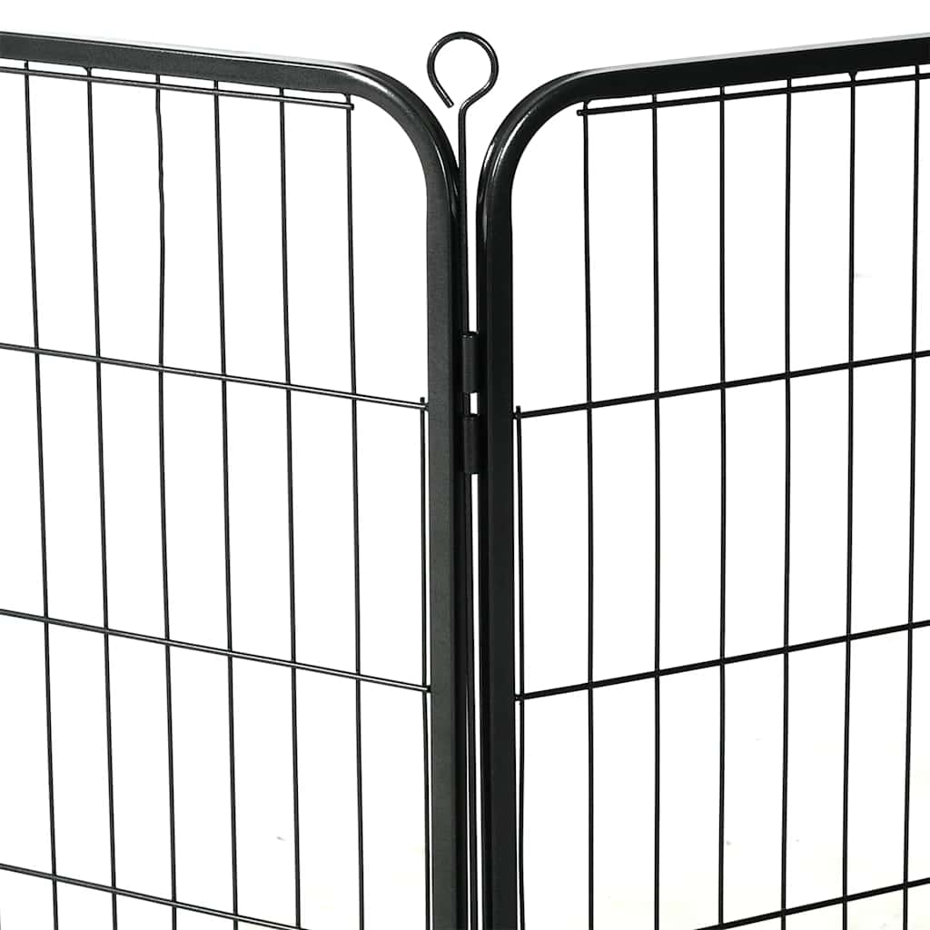 Box per Cani con 8 Pannelli in Acciaio 60x80 cm Nero | homemem39