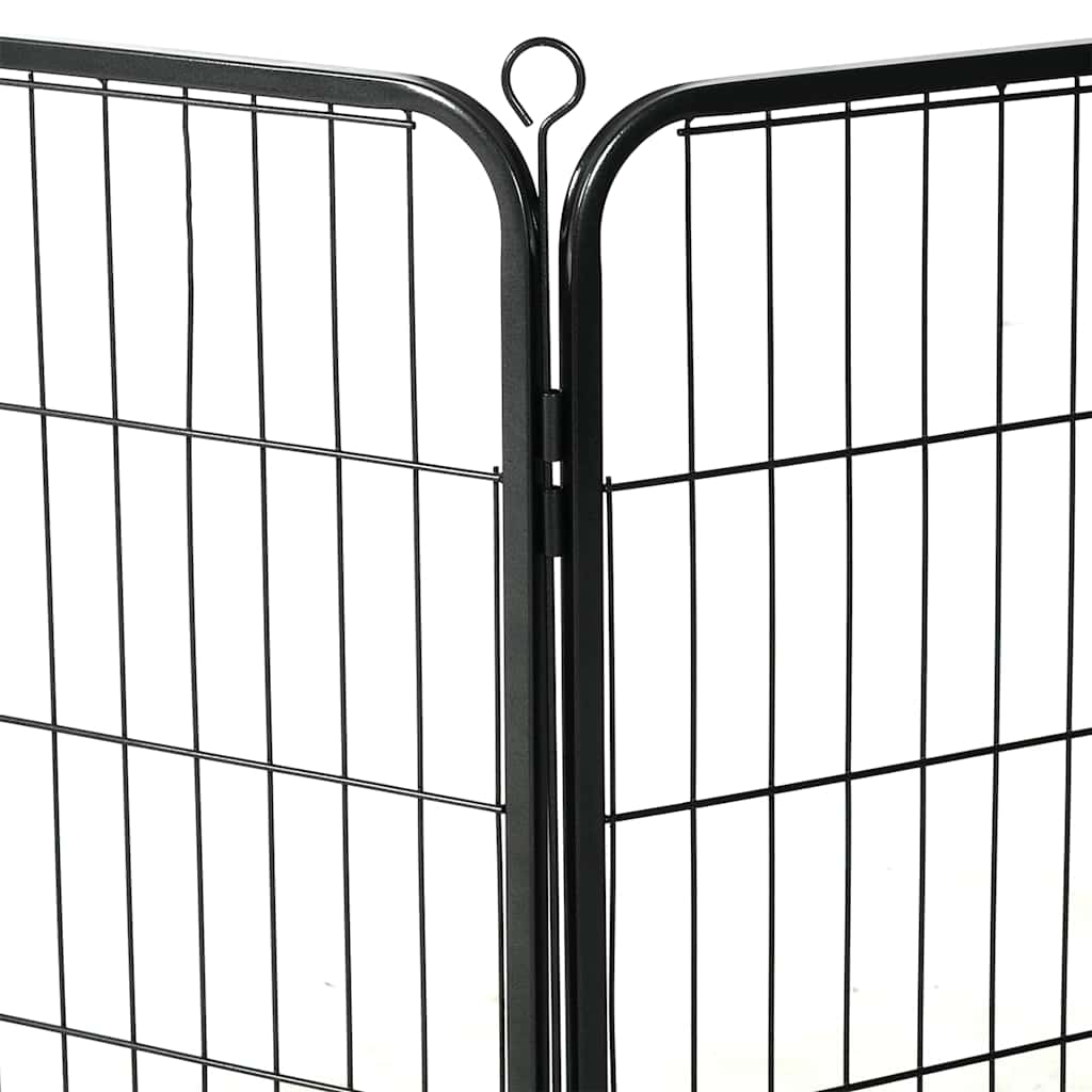 Box per Cani con 12 Pannelli in Acciaio 80x60 cm Nero | homemem39