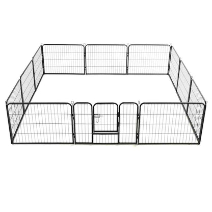 Box per Cani con 12 Pannelli in Acciaio 80x60 cm Nero - homemem39