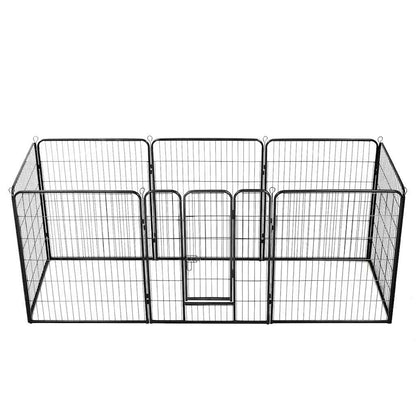 Box per Cani con 8 Pannelli in Acciaio 80x100 cm Nero | homemem39