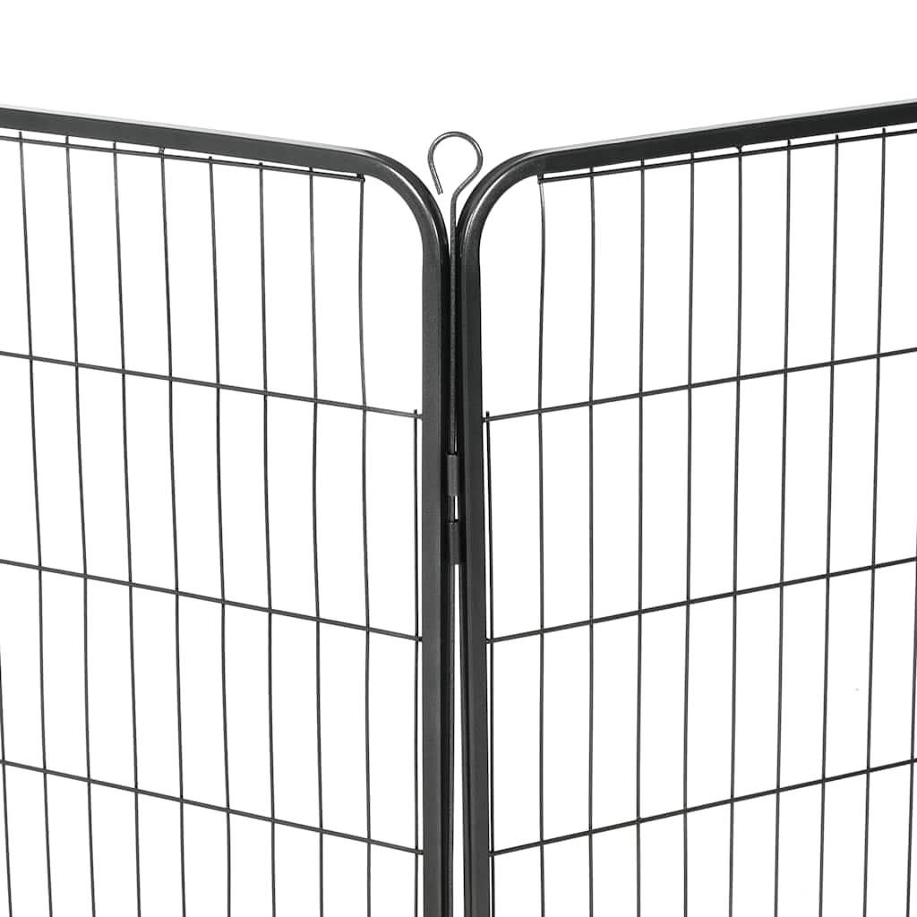 Box per Cani con 8 Pannelli in Acciaio 80x100 cm Nero | homemem39