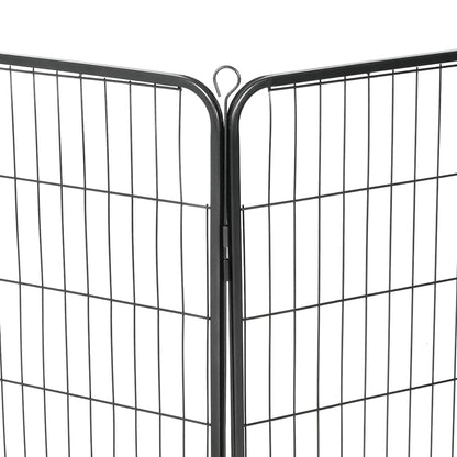 Box per Cani con 8 Pannelli in Acciaio 80x100 cm Nero | homemem39