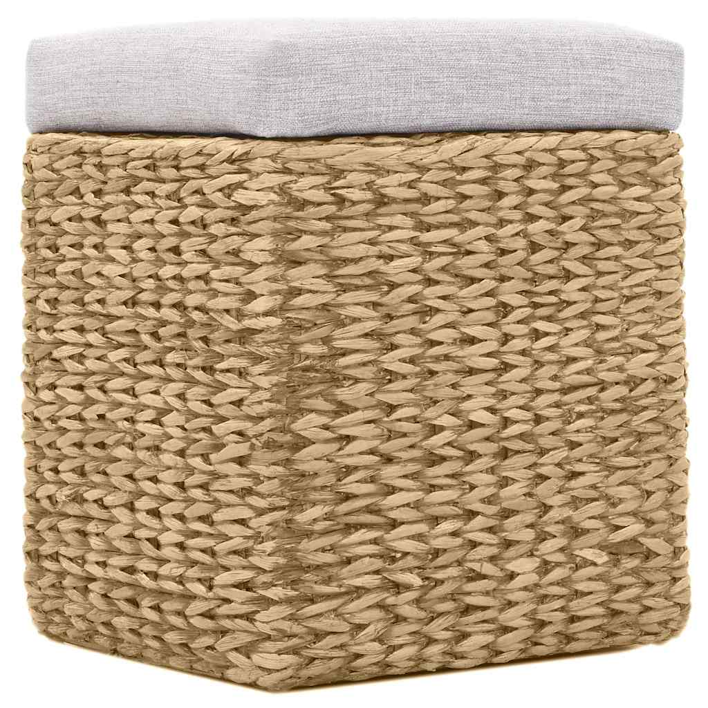 Panca e 2 Pouf in Giunco Grigio
