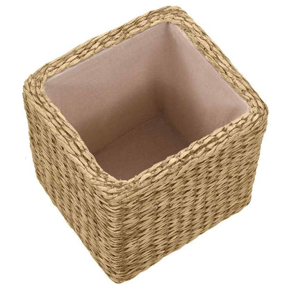 Panca e 2 Pouf in Giunco Grigio