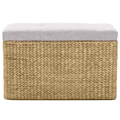 Panca e 2 Pouf in Giunco Grigio
