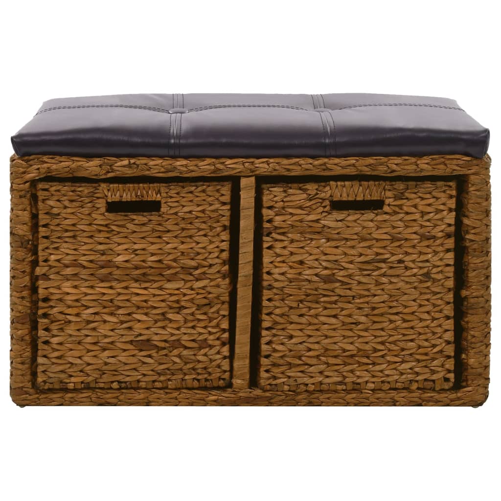 Panca in Giunco con 2 Ceste 71x40x42 cm Marrone | homemem39