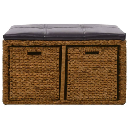 Panca in Giunco con 2 Ceste 71x40x42 cm Marrone | homemem39