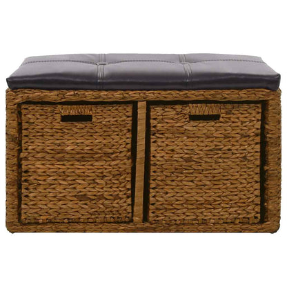 Panca in Giunco con 2 Ceste 71x40x42 cm Marrone