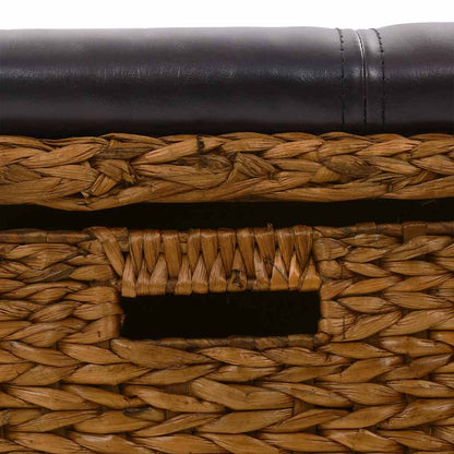 Panca in Giunco con 2 Ceste 71x40x42 cm Marrone