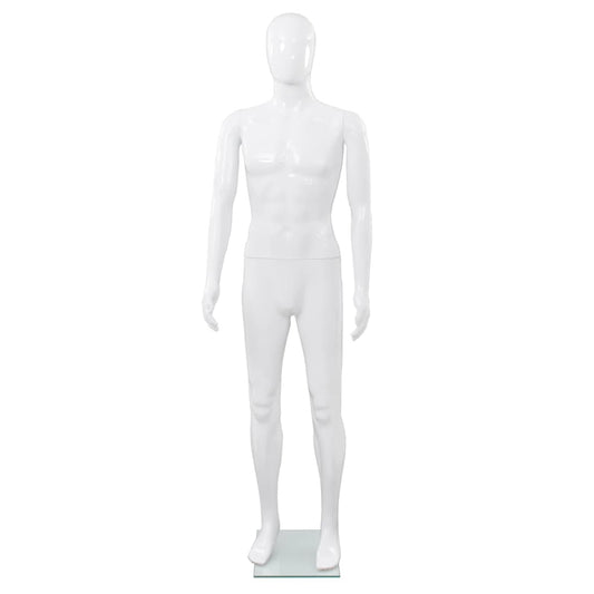 Manichino Uomo Figura Intera Base in Vetro 185 cm Bianco Lucido