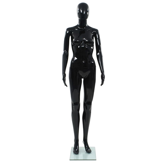 Manichino Donna Figura Intera Base in Vetro 175 cm Nero Lucido - homemem39