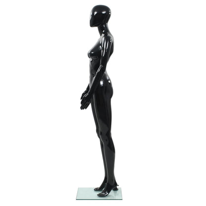 Manichino Donna Figura Intera Base in Vetro 175 cm Nero Lucido - homemem39