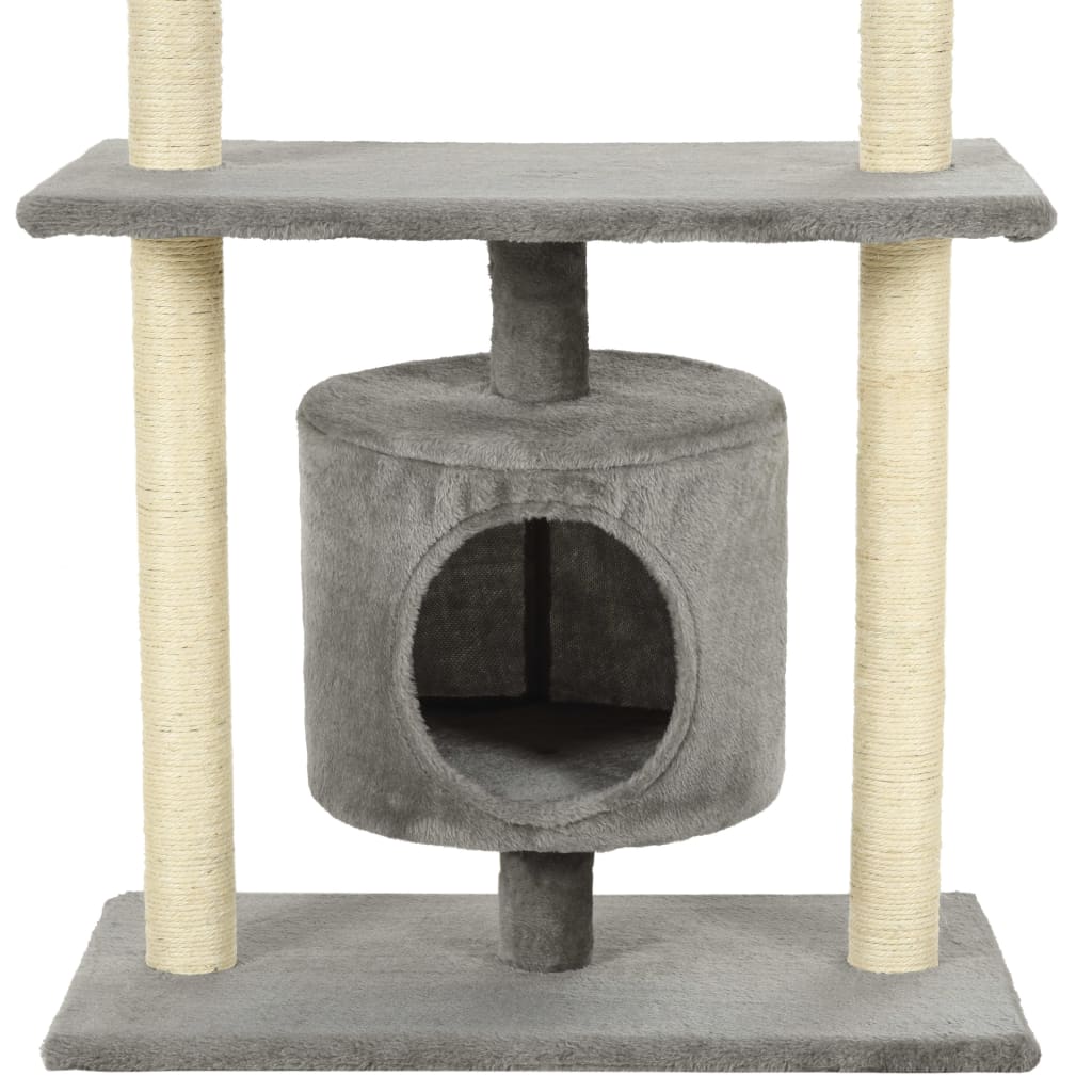 Albero per Gatti con Tiragraffi in Sisal 95 cm Grigio - homemem39