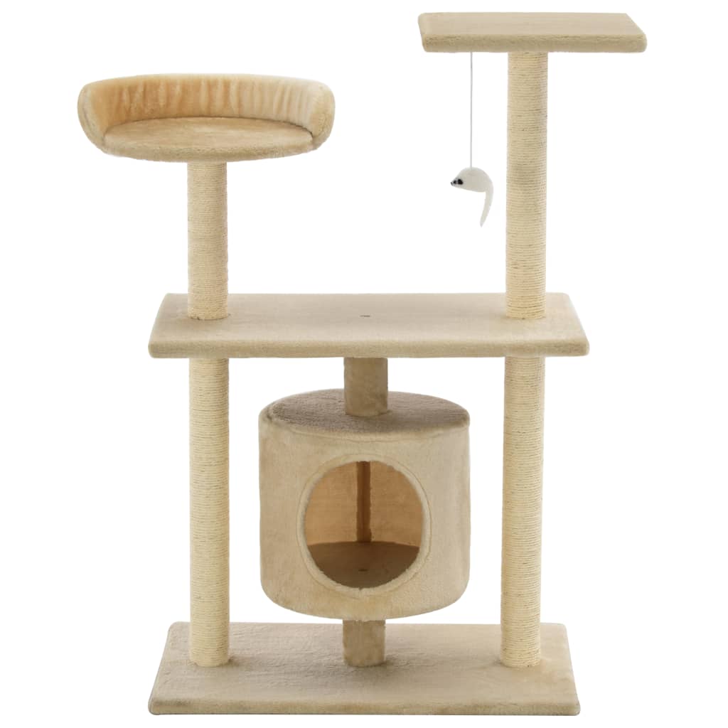 Albero per Gatti con Tiragraffi in Sisal 95 cm Beige - homemem39