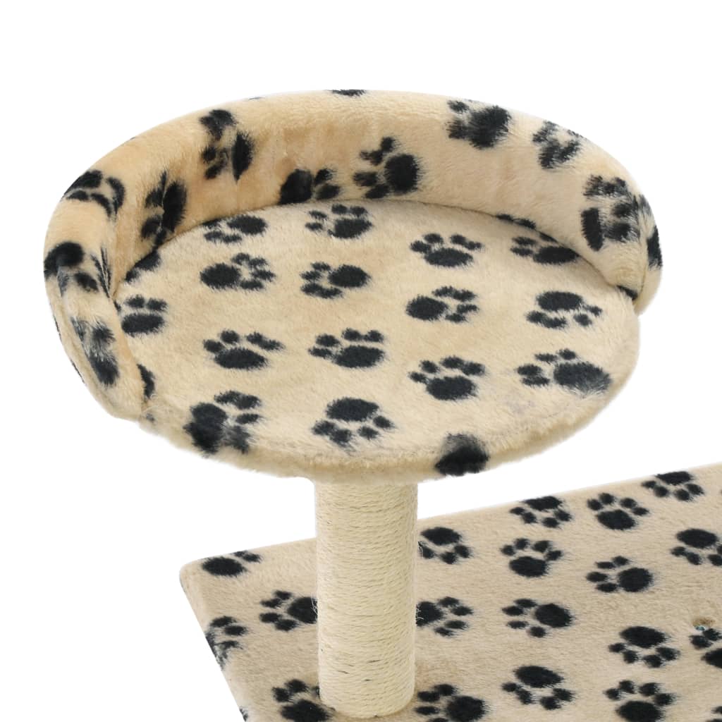 Albero per Gatti e Tiragraffi Sisal 95 cm Zampe Stampate Beige | homemem39
