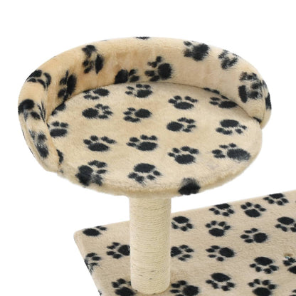 Albero per Gatti e Tiragraffi Sisal 95 cm Zampe Stampate Beige | homemem39