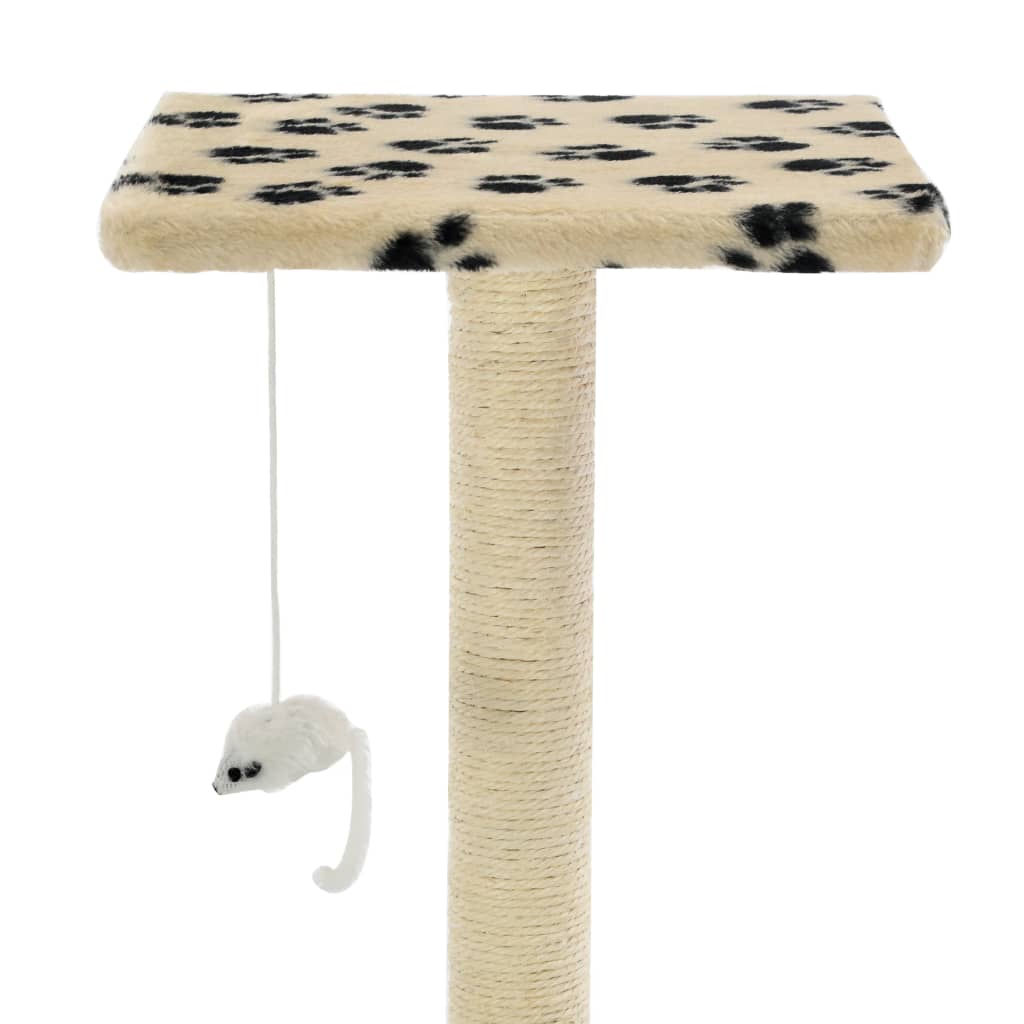 Albero per Gatti e Tiragraffi Sisal 95 cm Zampe Stampate Beige | homemem39