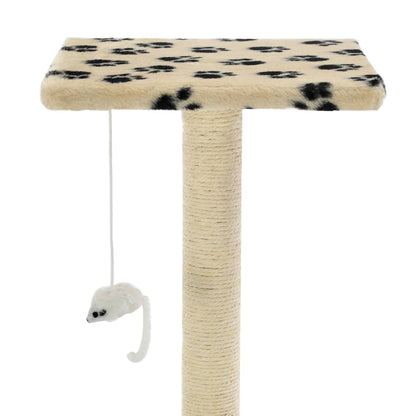 Albero per Gatti e Tiragraffi Sisal 95 cm Zampe Stampate Beige | homemem39