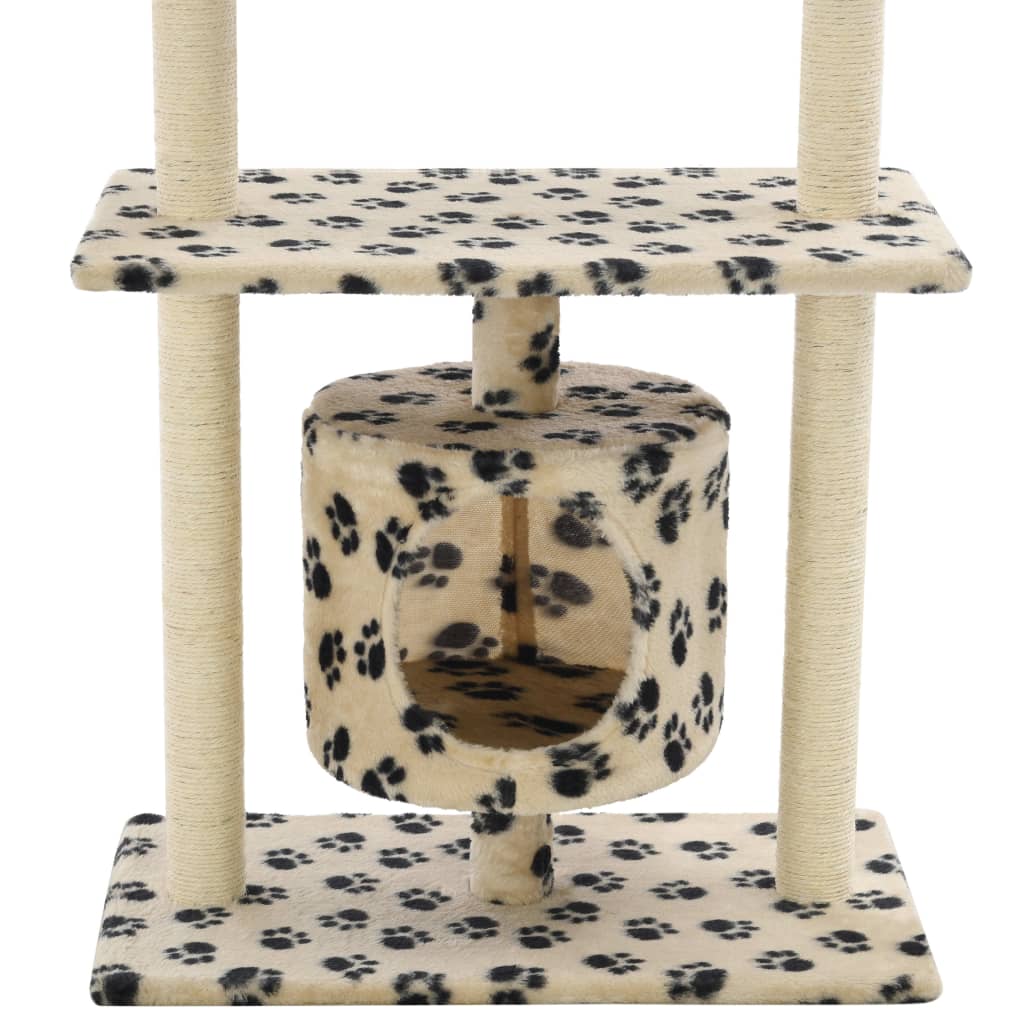 Albero per Gatti e Tiragraffi Sisal 95 cm Zampe Stampate Beige | homemem39