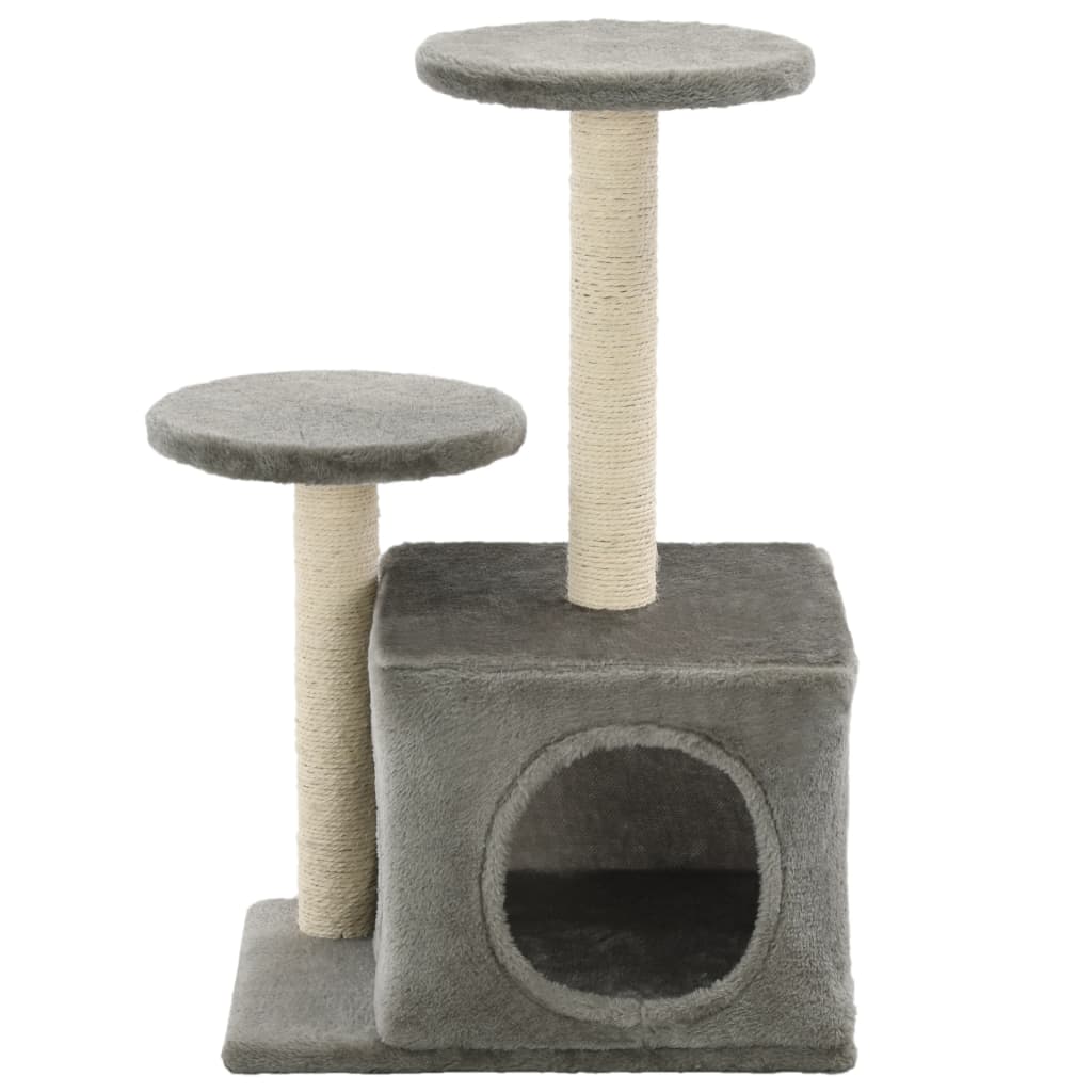 Albero per Gatti con Pali Tiragraffi in Sisal 60 cm Grigio - homemem39