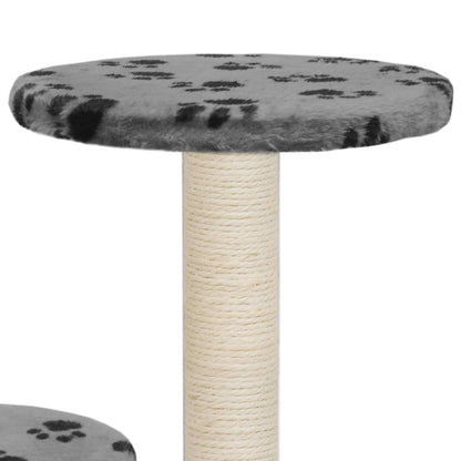 Albero per Gatti e Tiragraffi Sisal 60 cm Zampe Stampate Grigio | homemem39