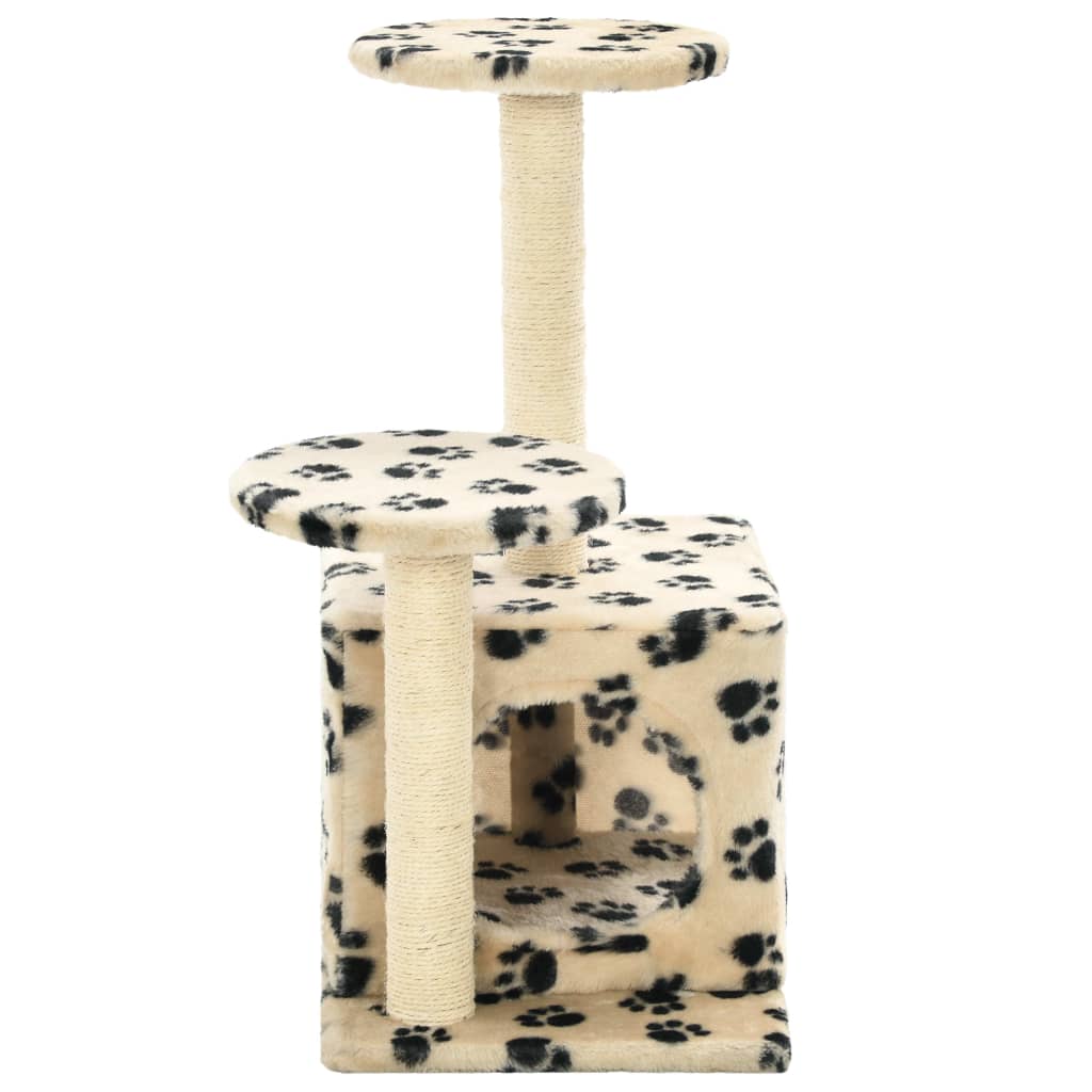 Albero per Gatti e Tiragraffi Sisal 60 cm Zampe Stampate Beige | homemem39