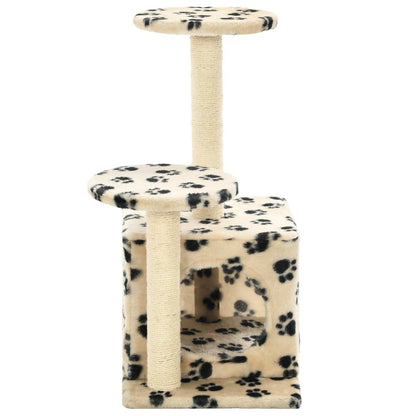 Albero per Gatti e Tiragraffi Sisal 60 cm Zampe Stampate Beige | homemem39