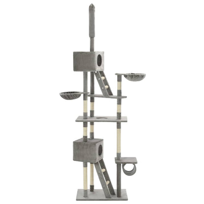 Albero per Gatti con Tiragraffi in Sisal 230-260 cm Grigio | homemem39