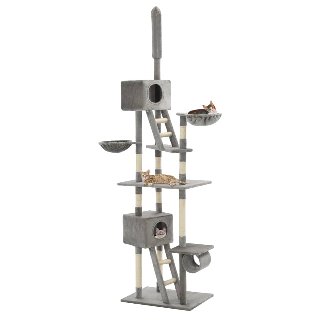 Albero per Gatti con Tiragraffi in Sisal 230-260 cm Grigio | homemem39