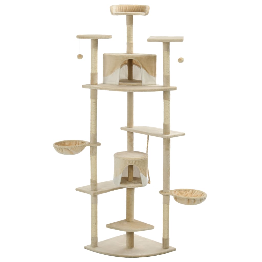 Albero per Gatti e Tiragraffi in Sisal 203 cm Beige e Bianco | homemem39
