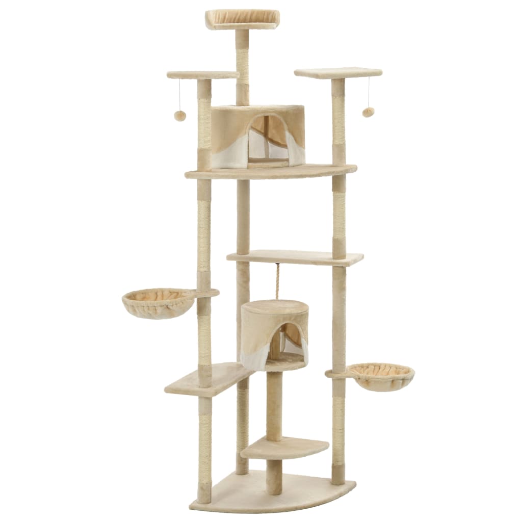 Albero per Gatti e Tiragraffi in Sisal 203 cm Beige e Bianco | homemem39