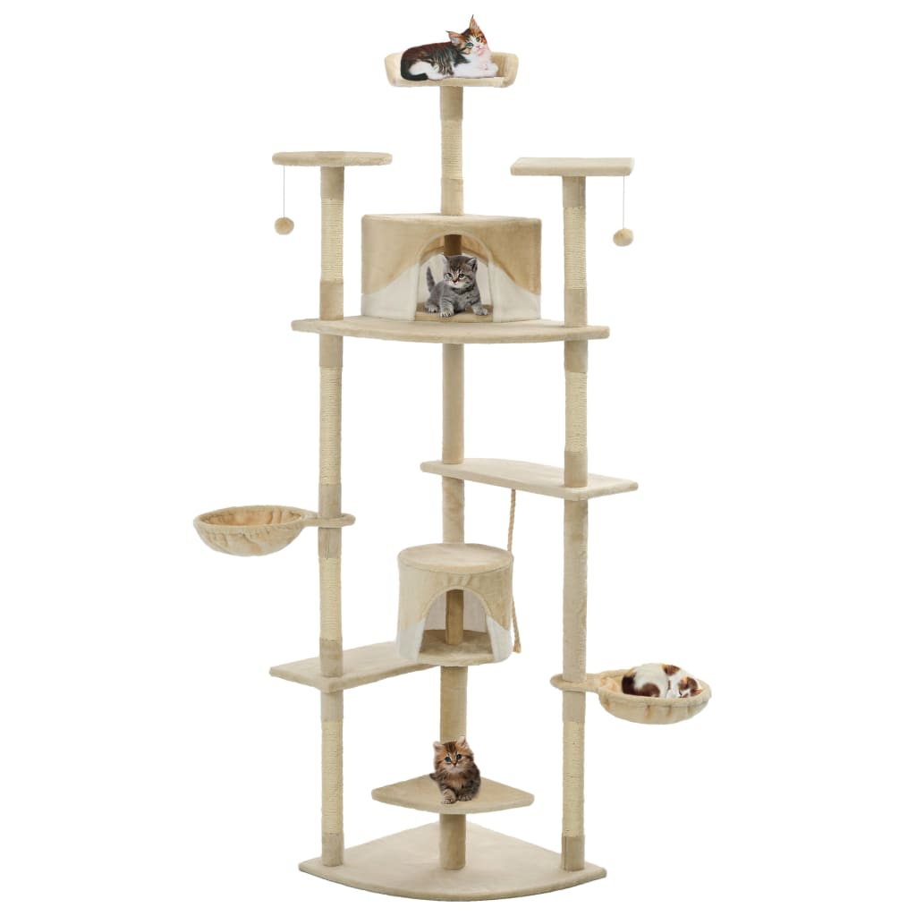 Albero per Gatti e Tiragraffi in Sisal 203 cm Beige e Bianco | homemem39