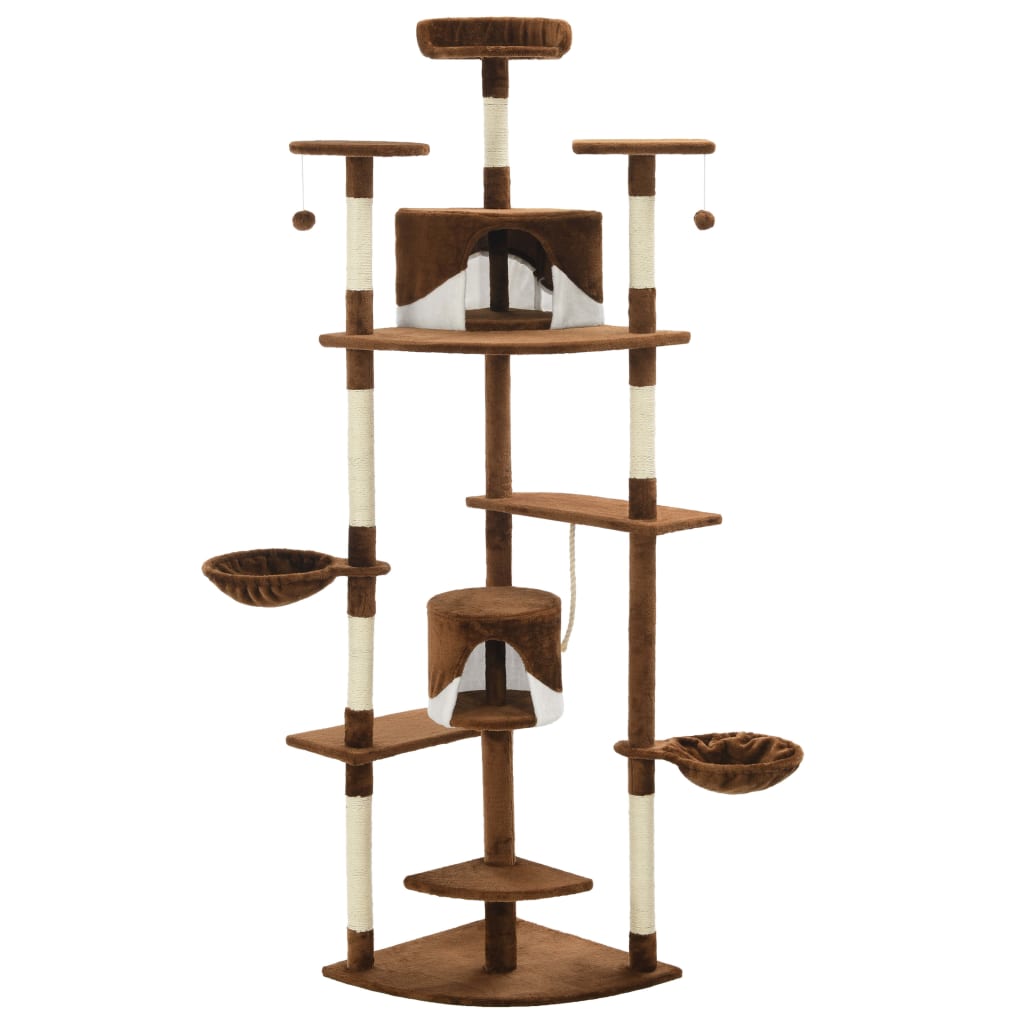 Albero per Gatti e Tiragraffi in Sisal 203 cm Marrone e Bianco | homemem39