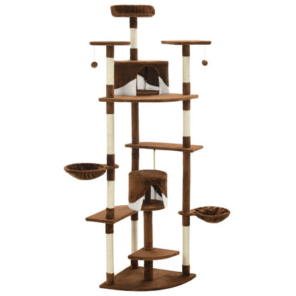 Albero per Gatti e Tiragraffi in Sisal 203 cm Marrone e Bianco | homemem39