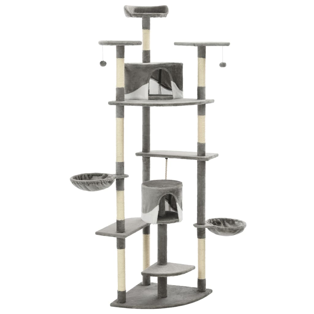Albero per Gatti e Tiragraffi in Sisal 203 cm Grigio e Bianco - homemem39