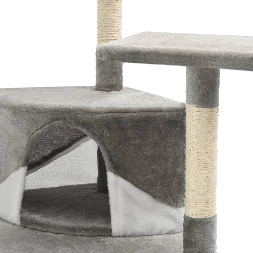 Albero per Gatti e Tiragraffi in Sisal 203 cm Grigio e Bianco - homemem39