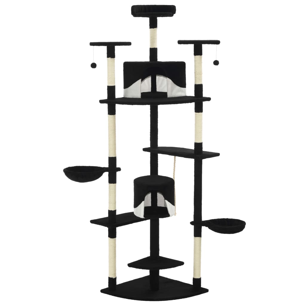 Albero per Gatti e Tiragraffi in Sisal 203 cm Nero e Bianco | homemem39