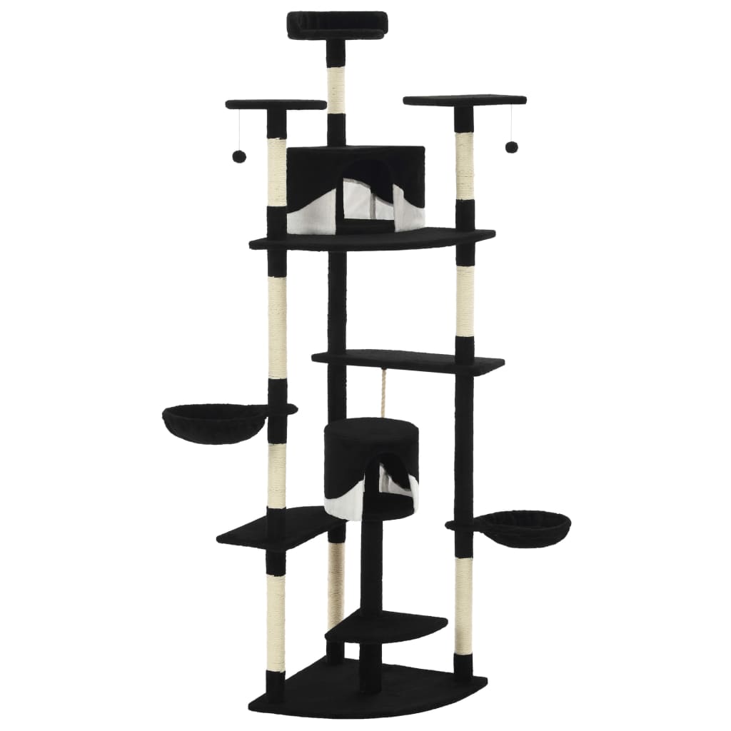 Albero per Gatti e Tiragraffi in Sisal 203 cm Nero e Bianco | homemem39