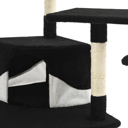 Albero per Gatti e Tiragraffi in Sisal 203 cm Nero e Bianco | homemem39