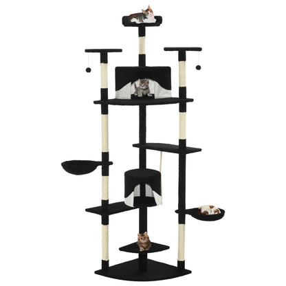 Albero per Gatti e Tiragraffi in Sisal 203 cm Nero e Bianco | homemem39