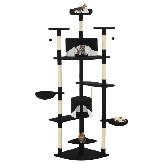 Albero per Gatti e Tiragraffi in Sisal 203 cm Nero e Bianco | homemem39