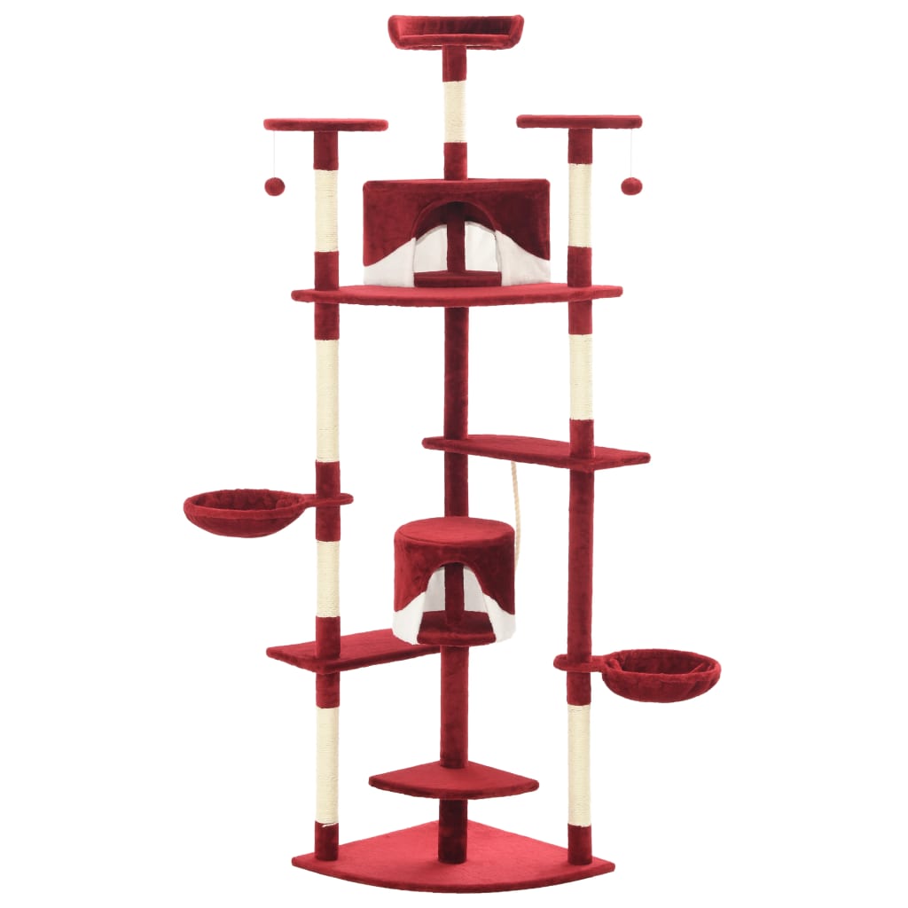 Albero per Gatti e Tiragraffi in Sisal 203 cm Rosso e Bianco - homemem39