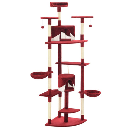 Albero per Gatti e Tiragraffi in Sisal 203 cm Rosso e Bianco - homemem39