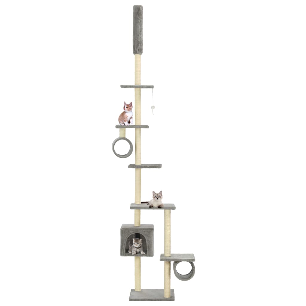 Albero per Gatti con Tiragraffi in Sisal 203 cm Grigio | homemem39
