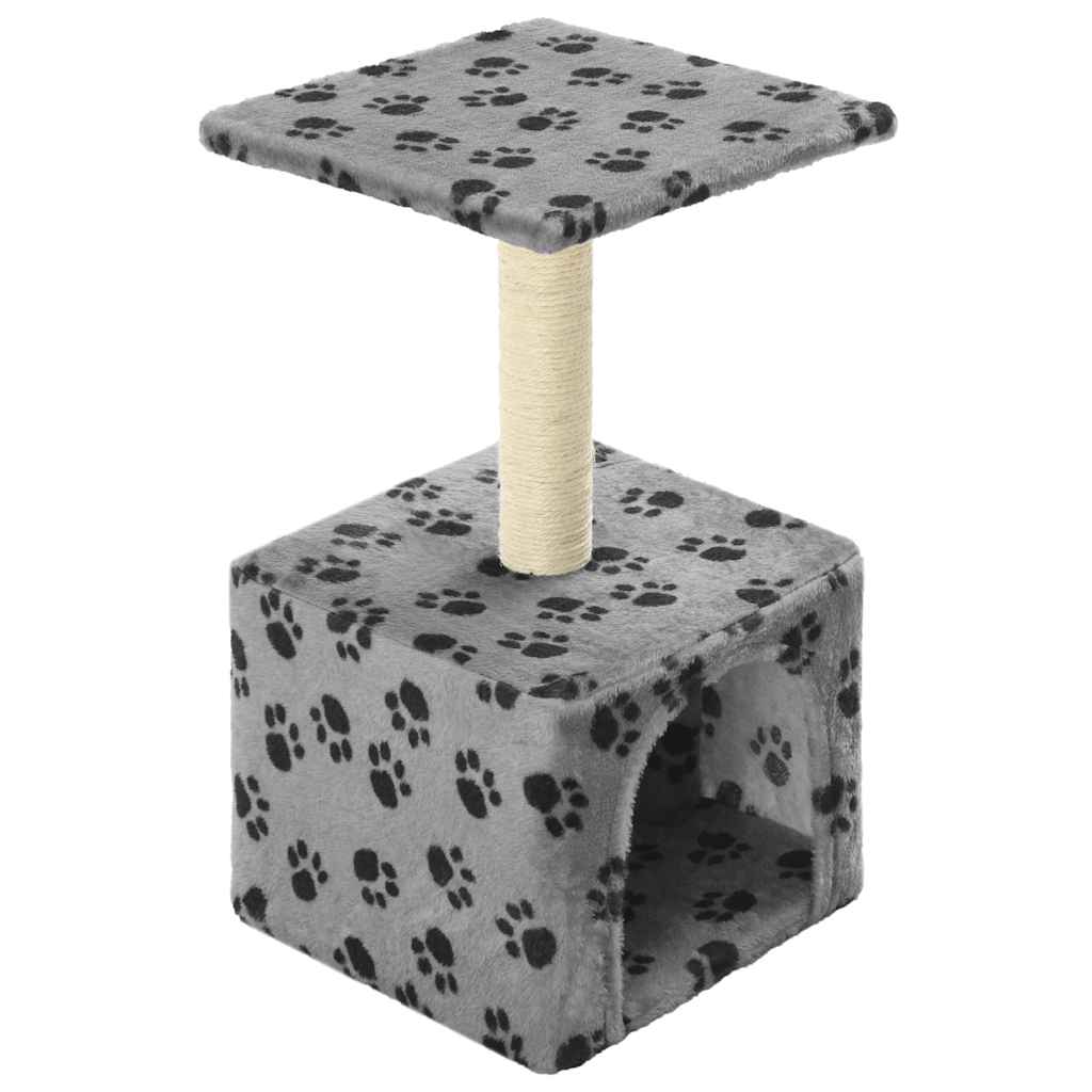 Albero per Gatti e Tiragraffi Sisal 55 cm Zampe Stampate Grigio | homemem39