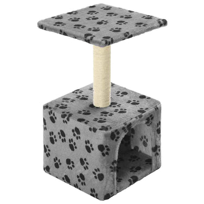 Albero per Gatti e Tiragraffi Sisal 55 cm Zampe Stampate Grigio | homemem39