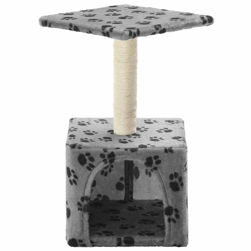 Albero per Gatti e Tiragraffi Sisal 55 cm Zampe Stampate Grigio | homemem39