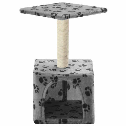 Albero per Gatti e Tiragraffi Sisal 55 cm Zampe Stampate Grigio | homemem39